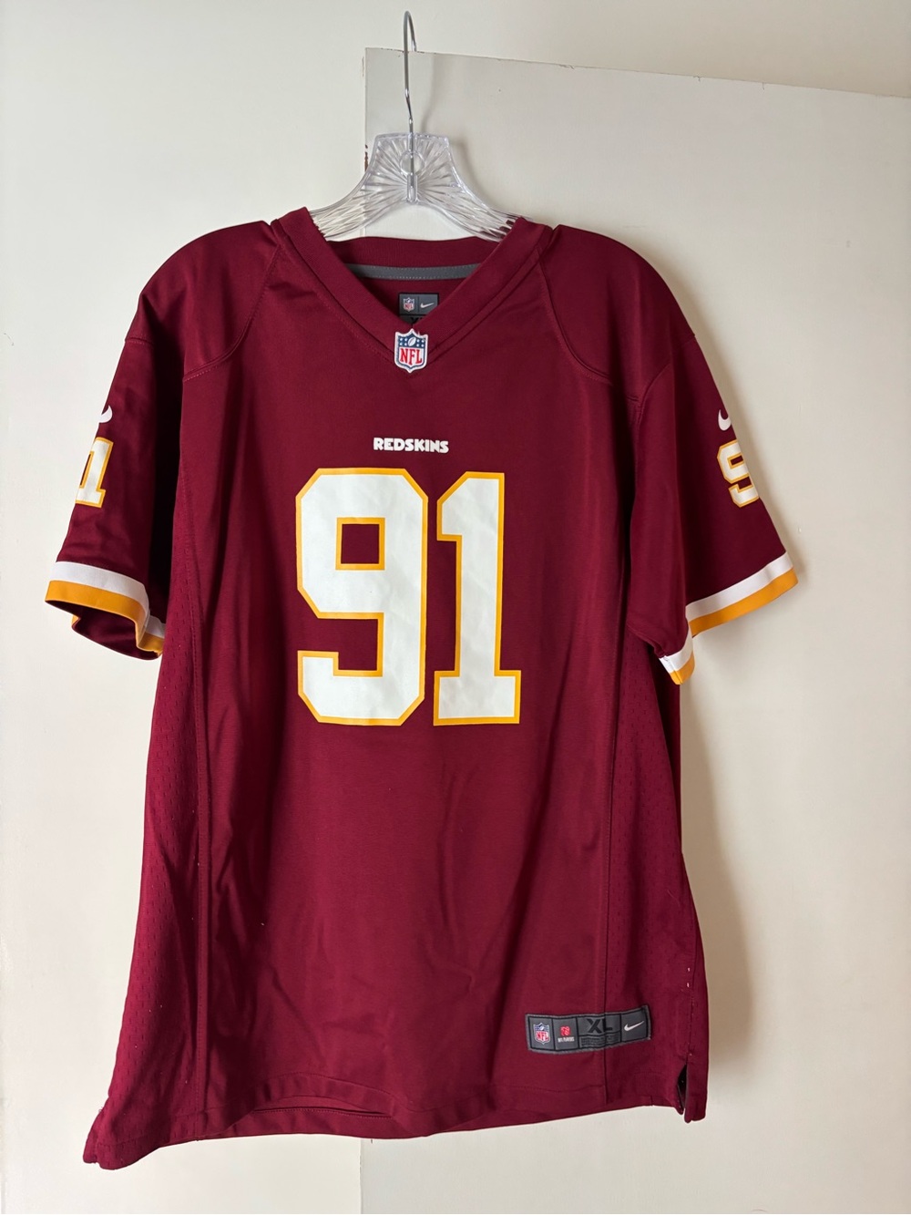 NFL Redskins Kerrigan Men's #91 Football Maroon Jersey XL 18/20
